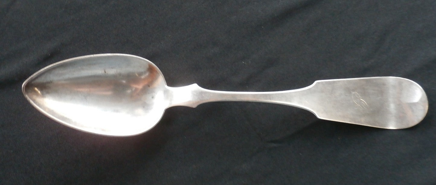 Large J Stockman Coin Silver Tablespoon - Philadelphia - Monogrammed "G"