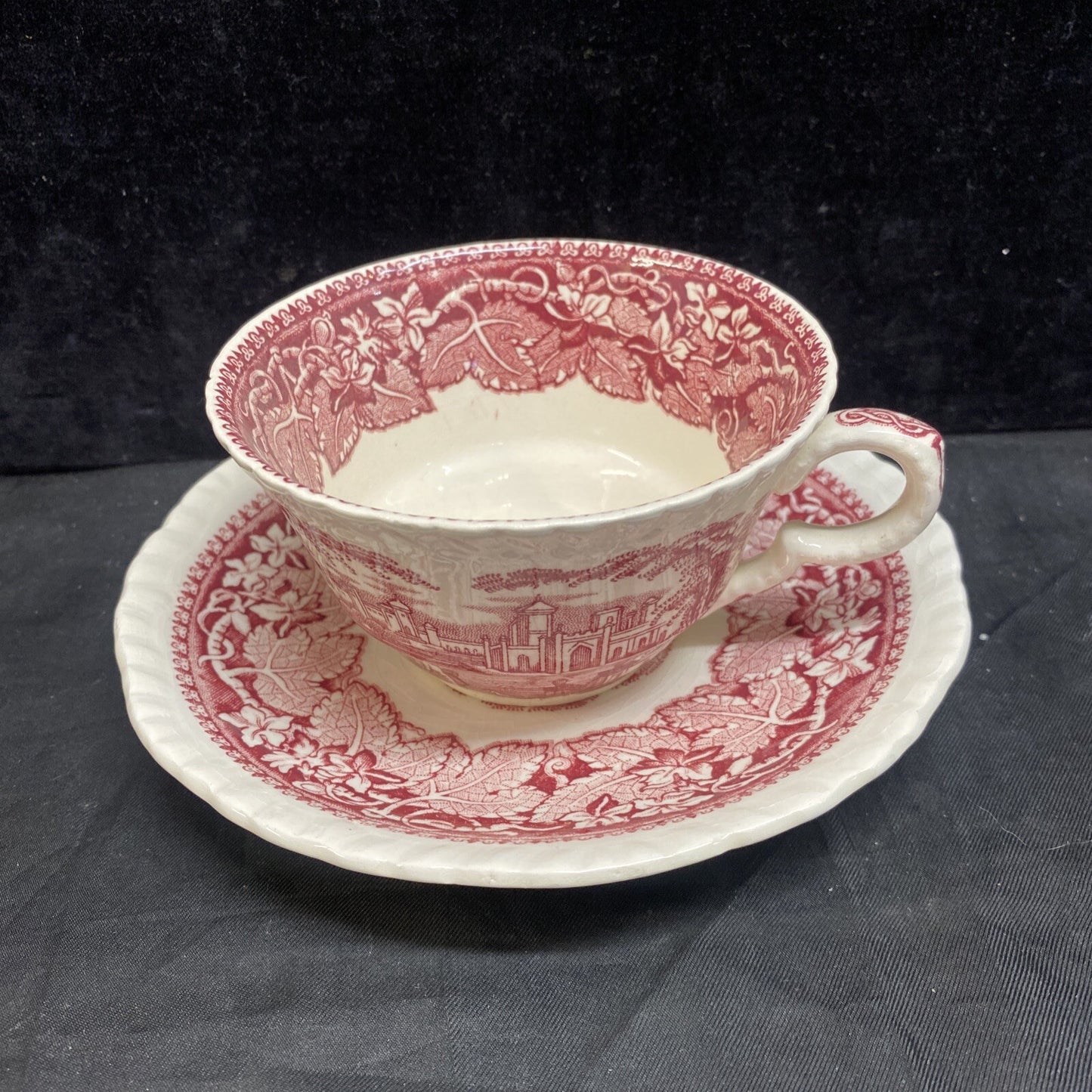 Mason's Vista Pink Flat Teacup & Saucer Set