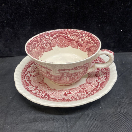 Mason's Vista Pink Flat Teacup & Saucer Set