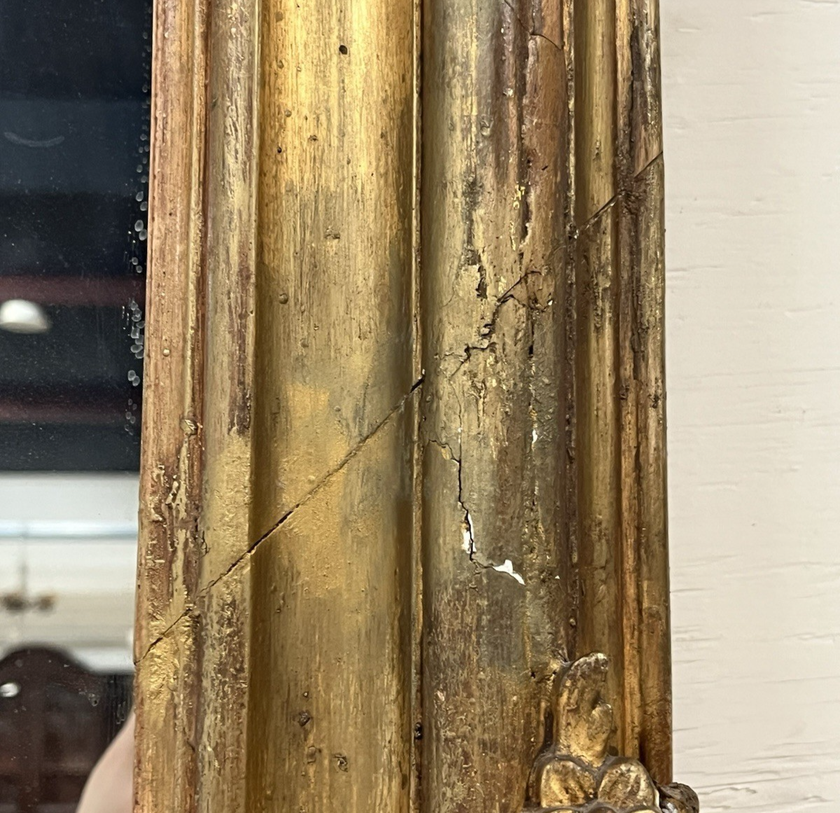 Antique Large Gilt Gold Over Mantle French Louis XVI Mirror 70" x 56"