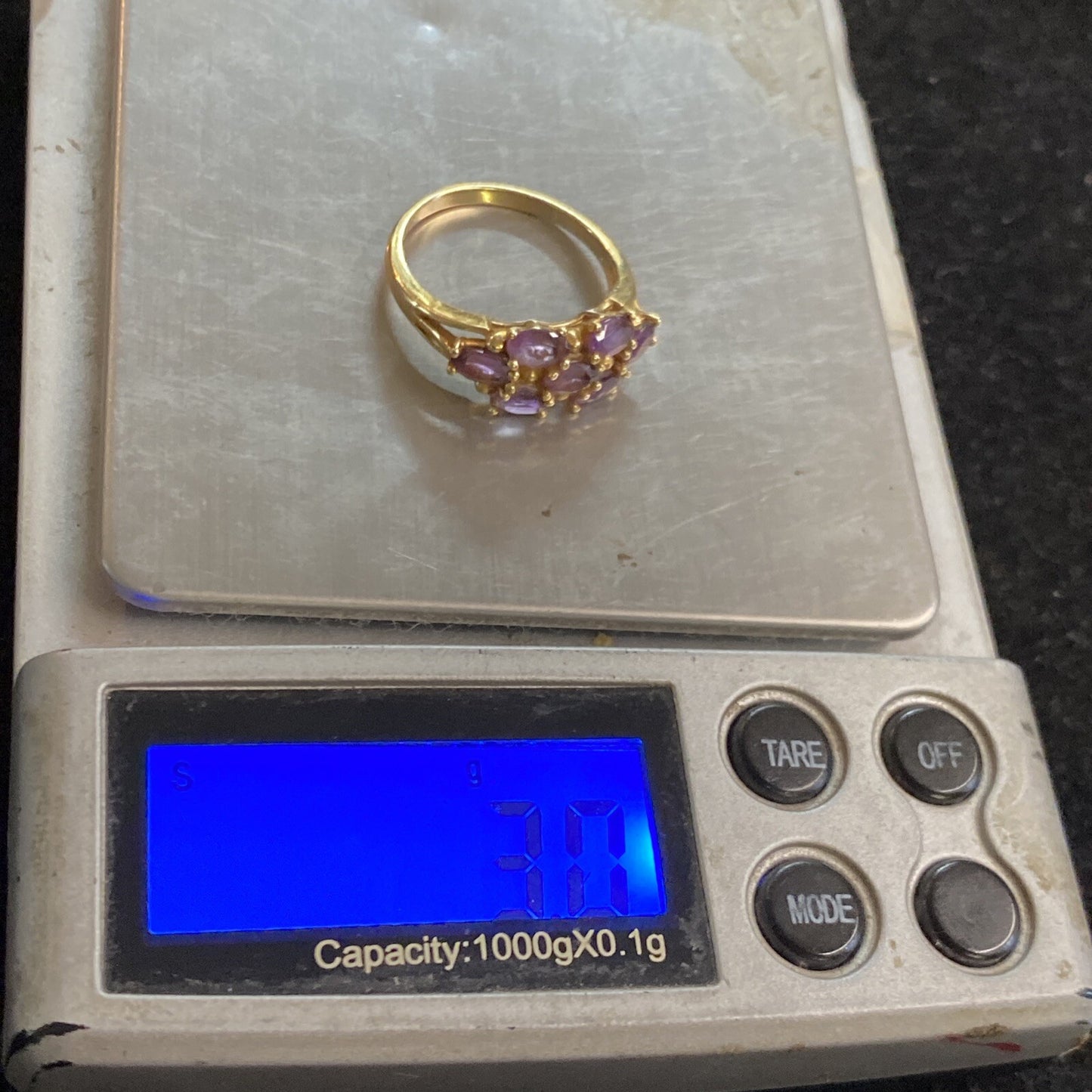 3g 14K Yellow Gold Multi Amethyst Stone Ring Size 6.75 ZRW Jewel America NYC