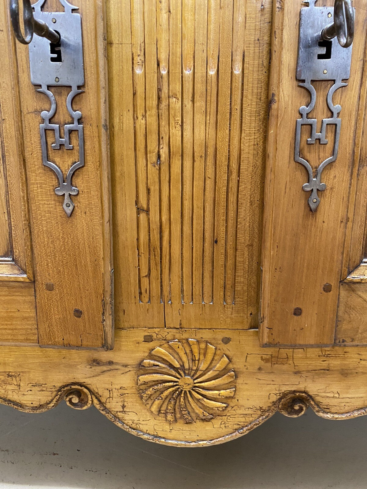 Antique 19th Century French Louis XV Cherry Buffet Chest Sideboard