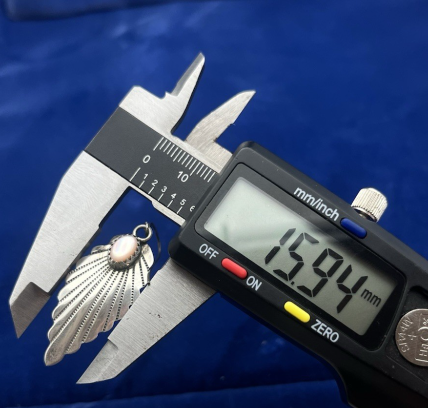 Vintage Navajo Sterling Silver Mother of Pearl Dangle Earrings Signed KF 4.4g