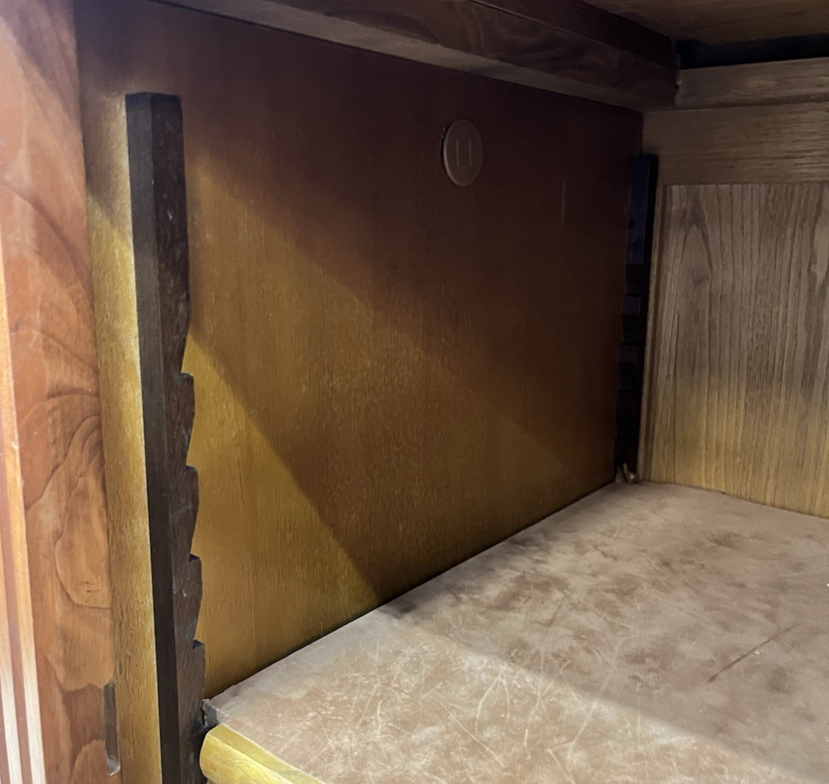 LOUIS XVI STYLE FRUITWOOD BREAKFRONT SIDEBOARD 86.5"