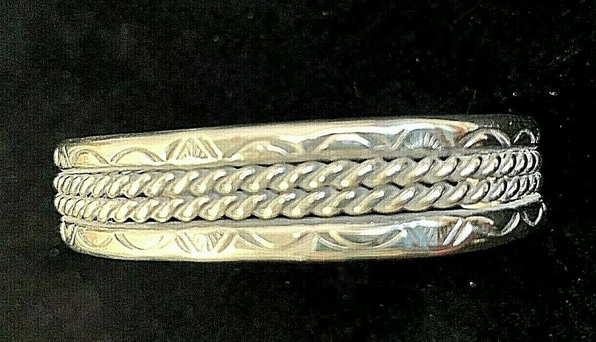 Navajo Sterling Silver Cuff Bracelet Twisted Wire Cable Southwestern Vtg