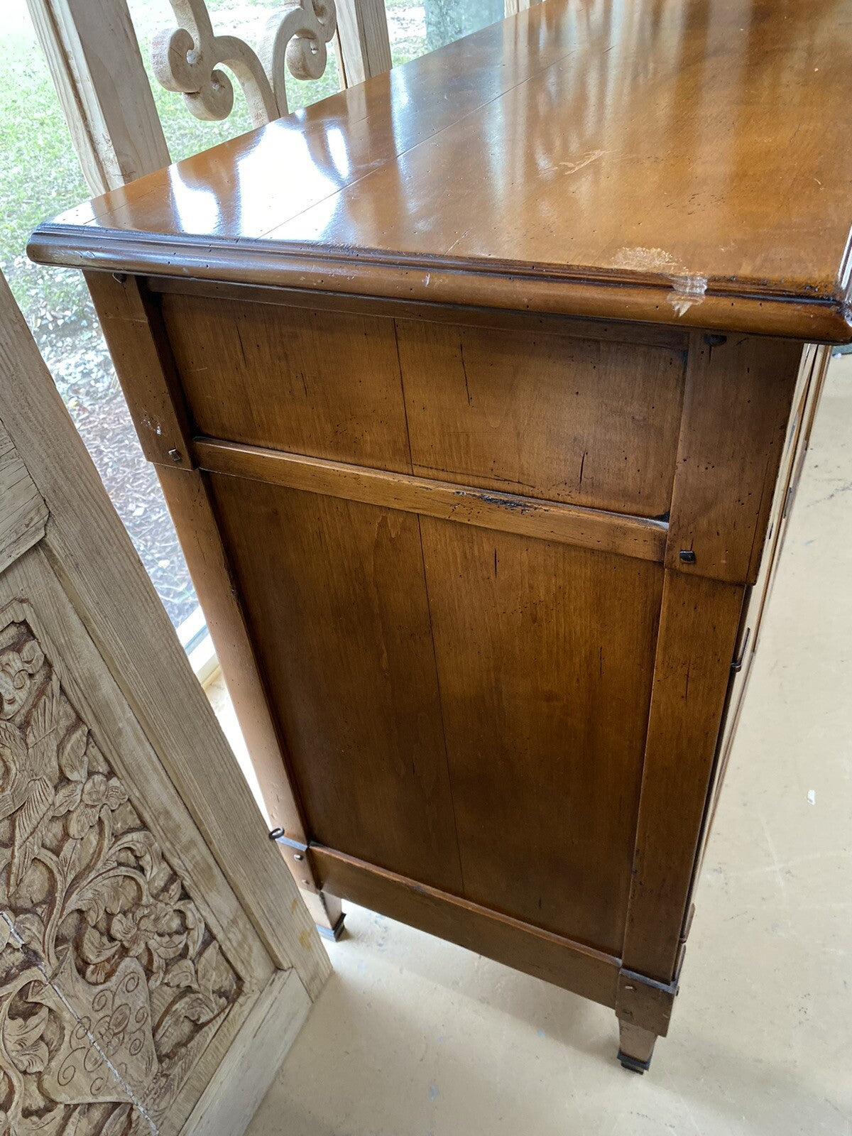 FRENCH LOUIS XVI STYLE SOLID FRUITWOOD SIDEBOARD BUFFET SERVER 76" x 21"