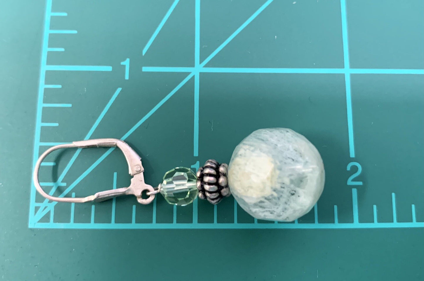 Glass Beaded 46" Mint Green Lariat Necklace & Earring Set Never Worn Great Gift