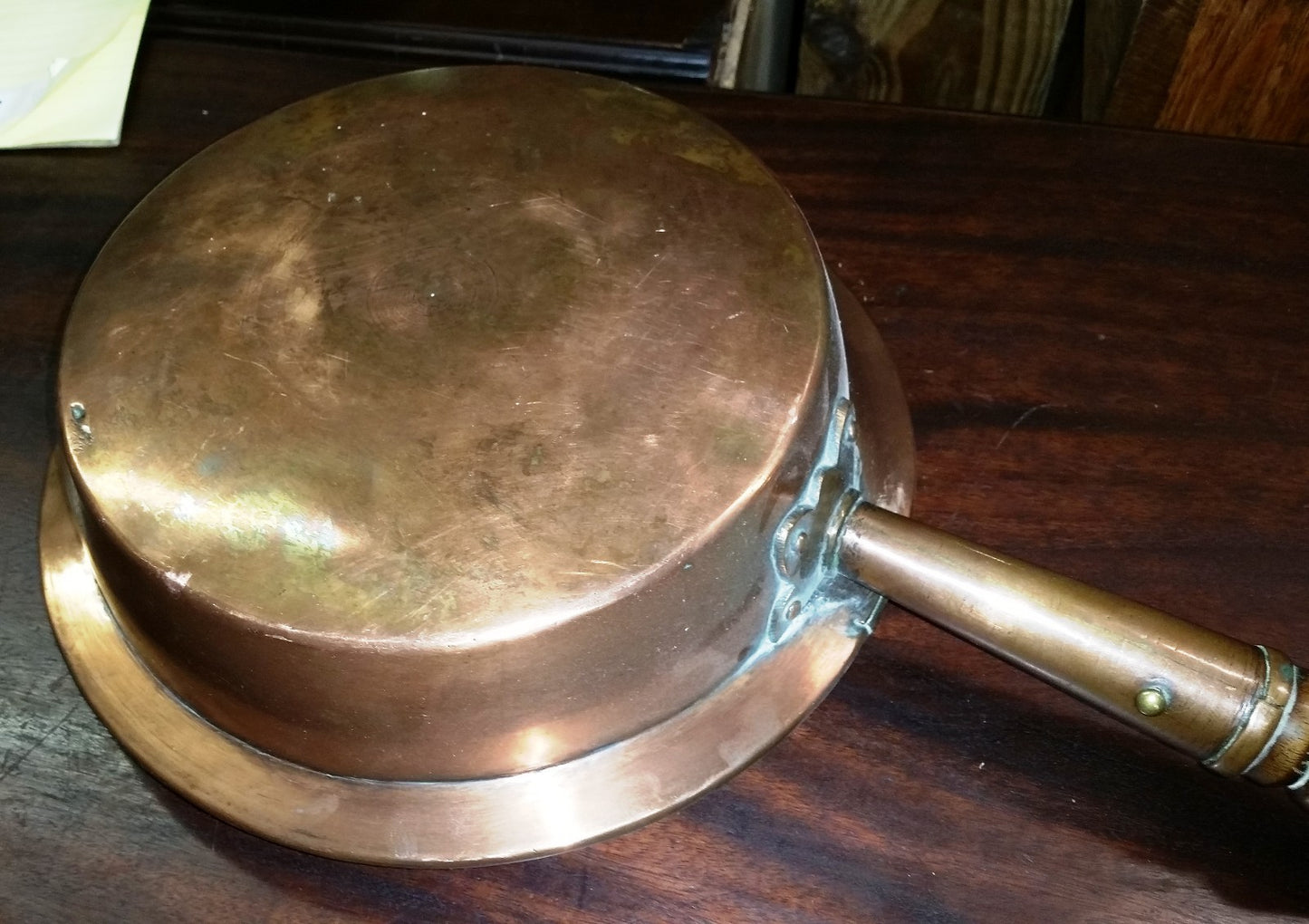 Hand-Made Copper Bed Warmer 45" long Pan 11" diameter 1800's