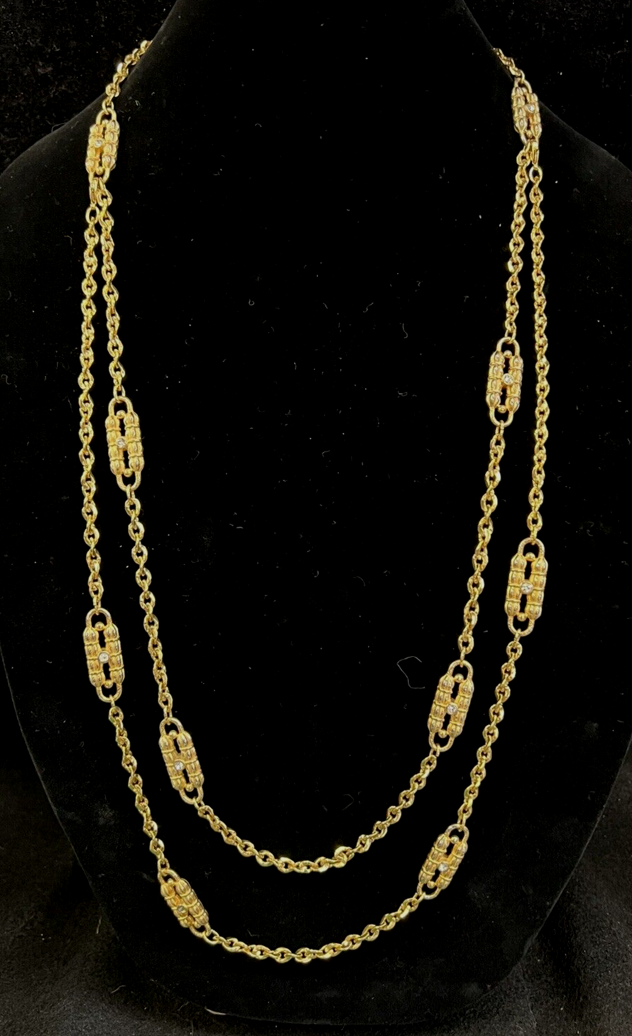 Camrose & Kross JBK gold Tone Rhinestone Paper Clip Chain Necklace 2 In One