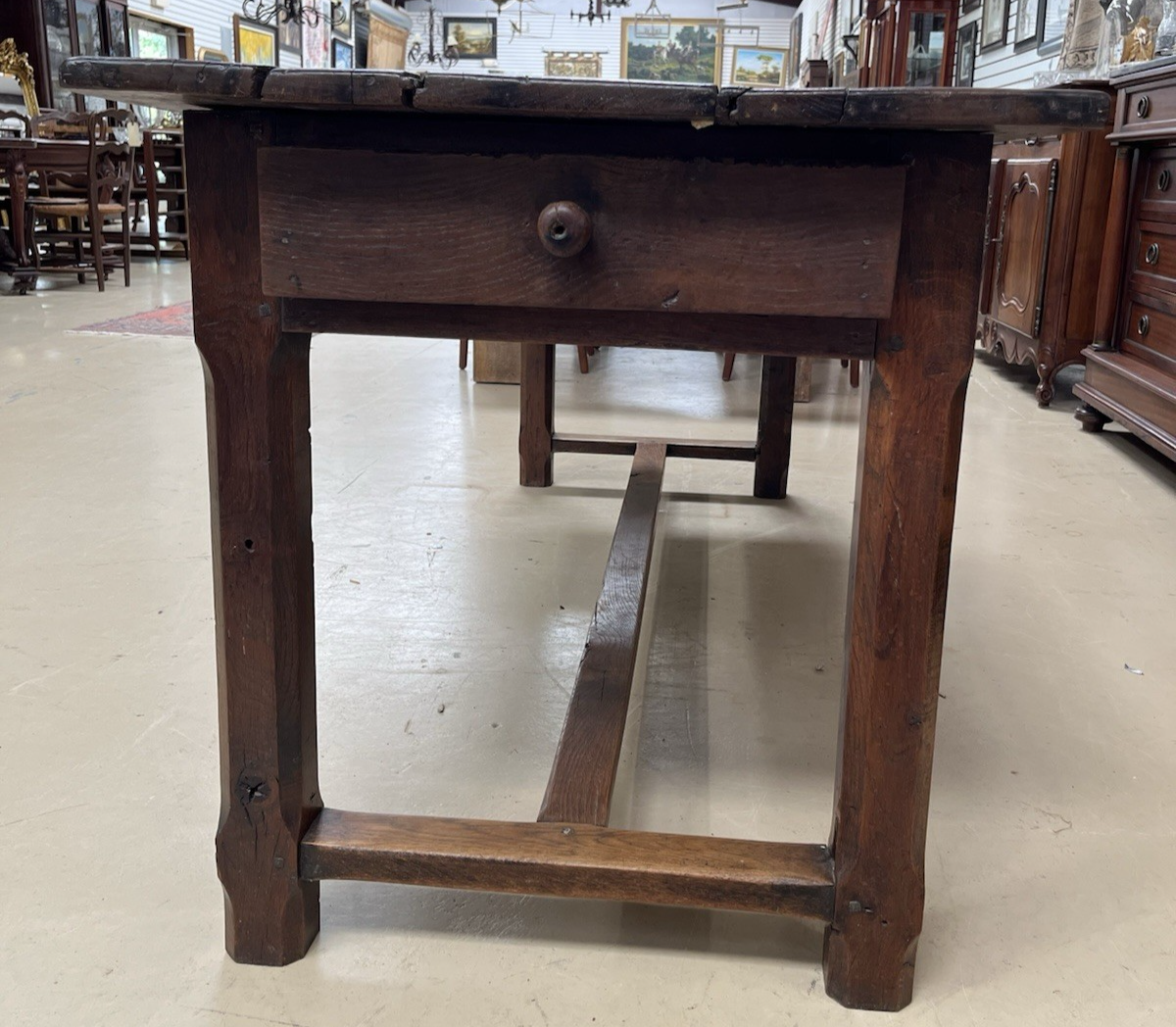 ANTIQUE FRENCH PROVINCIAL OAK RUSTIC FARMHOUSE SOFA DINING WORK TABLE