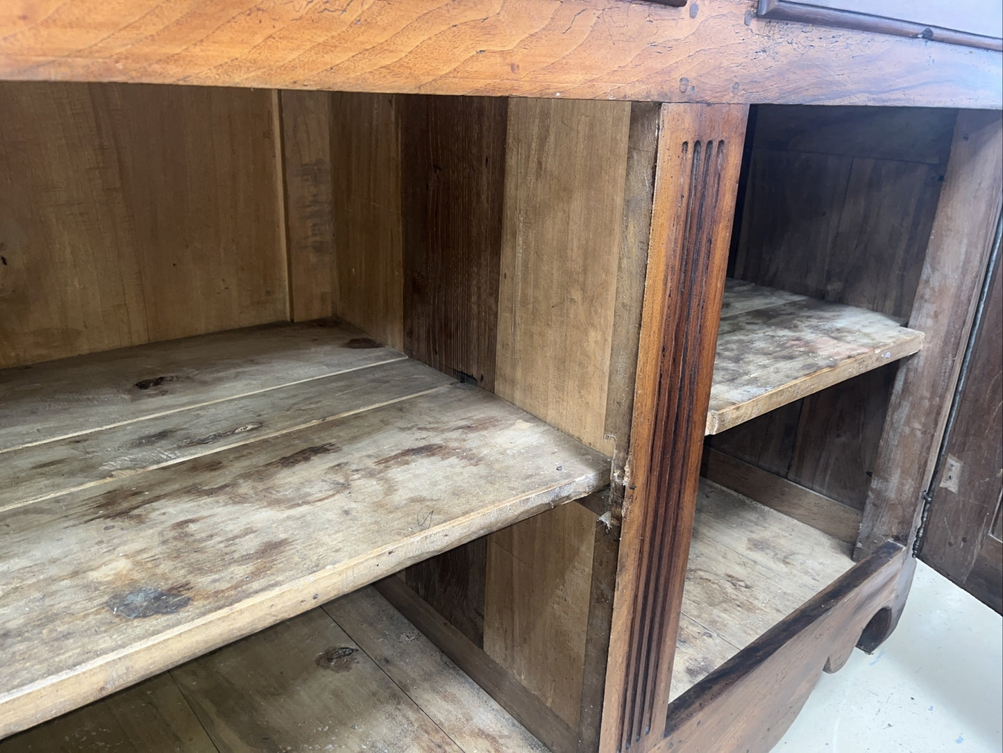 Antique French Louis XV Philippe Figured Walnut Chest Commode Sideboard Server