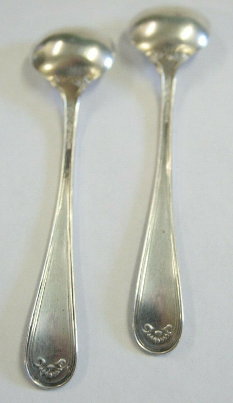 Pair Watson Sterling Silver Salt Spoons 3" Bunker Hill pattern NM Master Salt