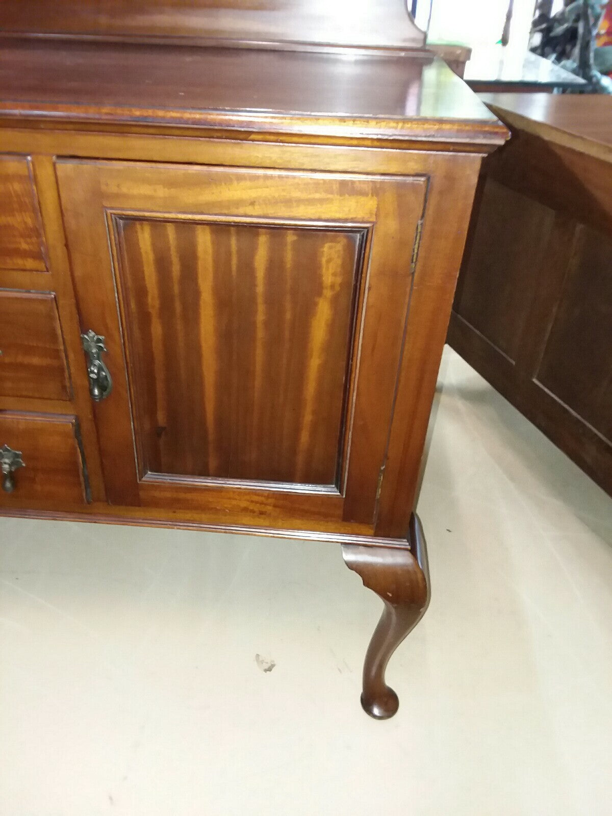 Antique English Queen Anne  Mahogany Sideboard 3 Drawers 2 Doors W 53.5" D 21"