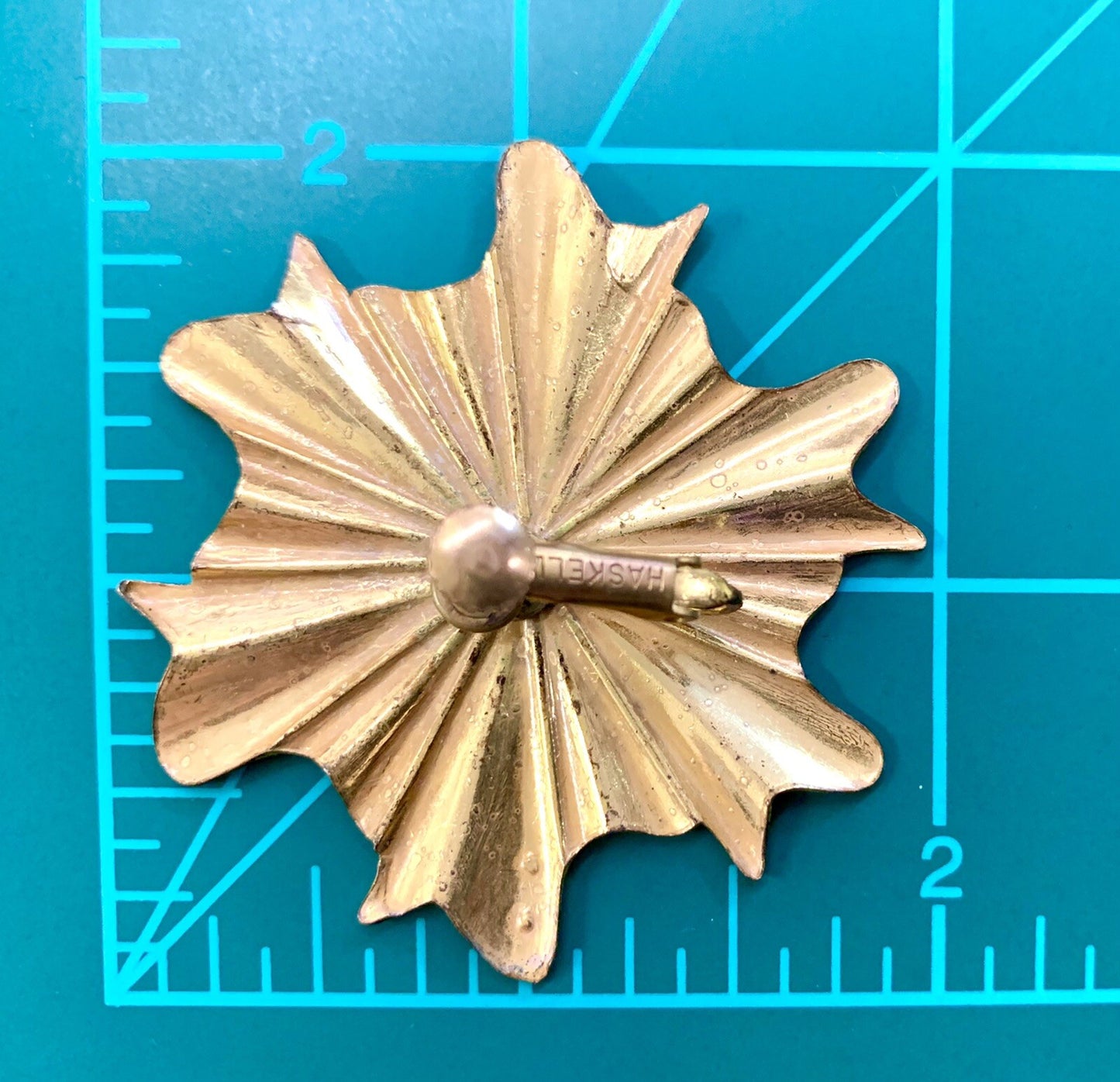 Miriam Haskell Signed Earrings Large 2" Gold Starburst Screw Back Clip MCM 60's