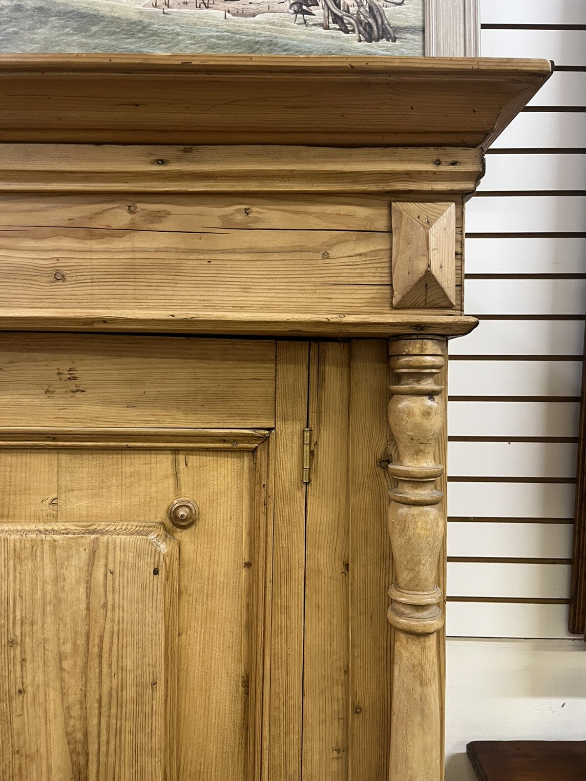 BLEACHED PINE CARVED PINE ARMOIRE CONVERTED BAR WINE LIQUOR CABINET 78" HIGH