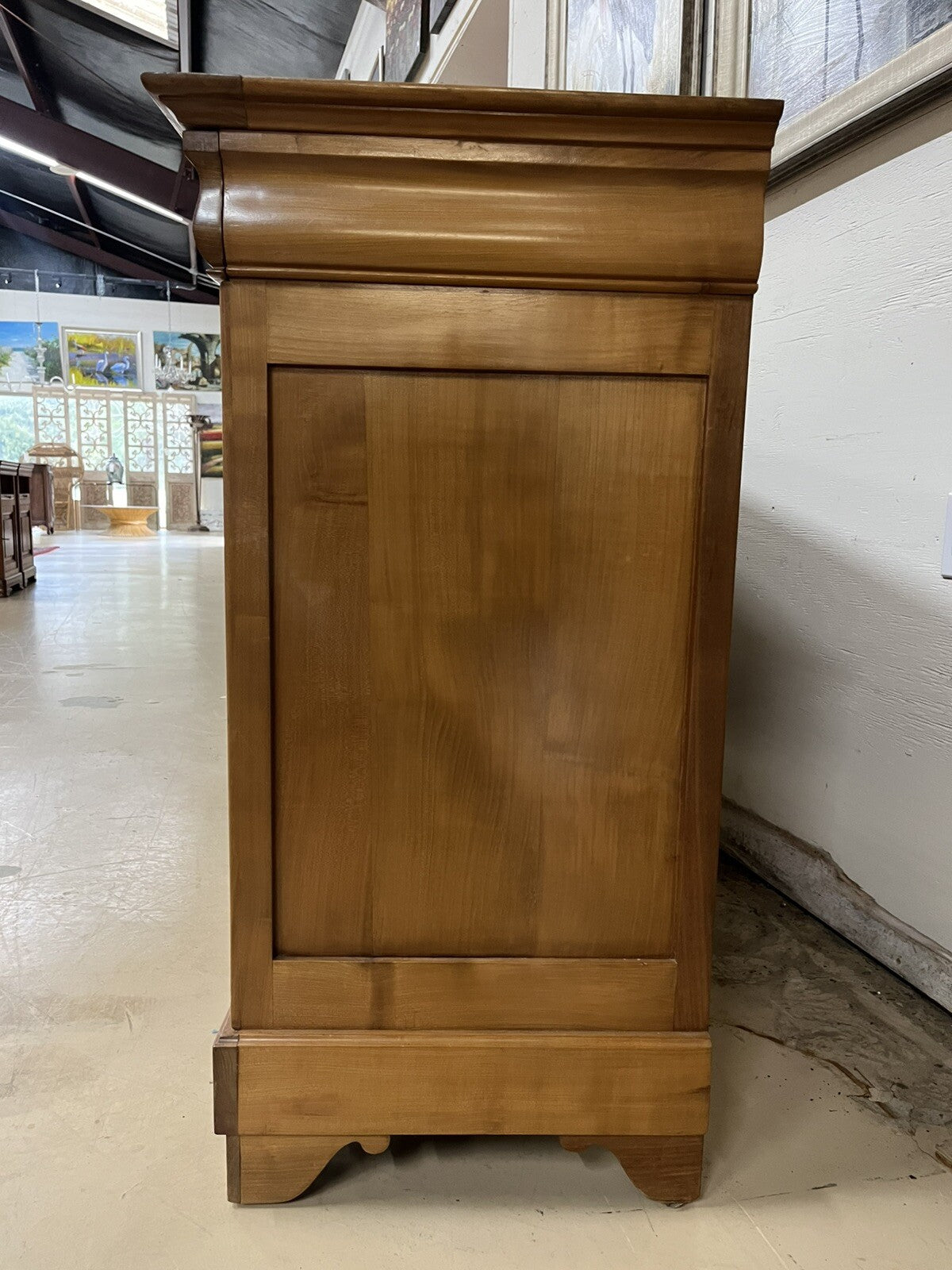 French Louis Philippe Blonde Three Door Sideboard Buffet Server Enfilade 78"W