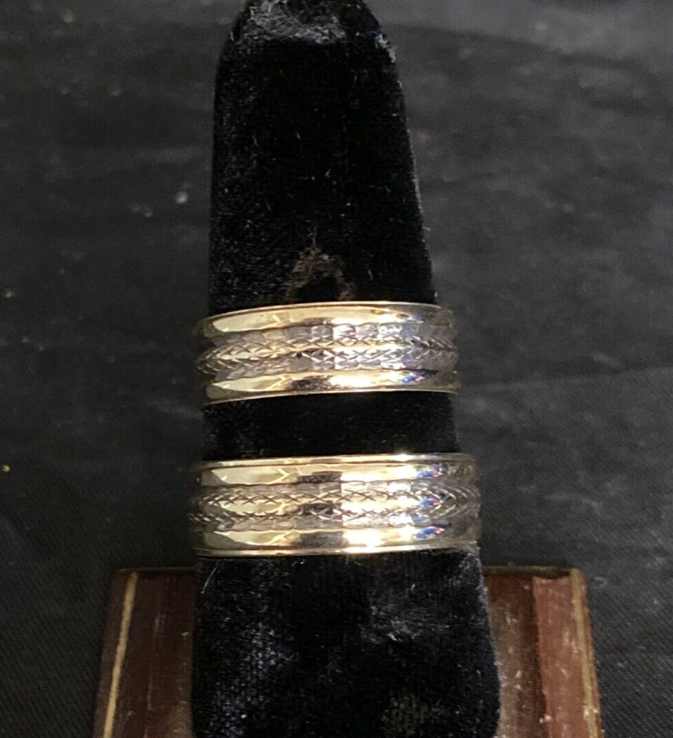 Vtg 14K 9.4g Yellow Gold Duo Pair of Rings Size 7.5 & 10 By Wedlok