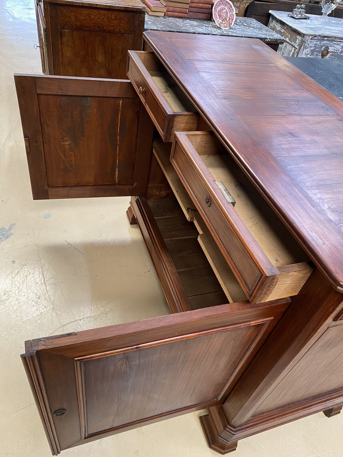 Antique French Louis Philippe Cherry Commode Chest Sideboard