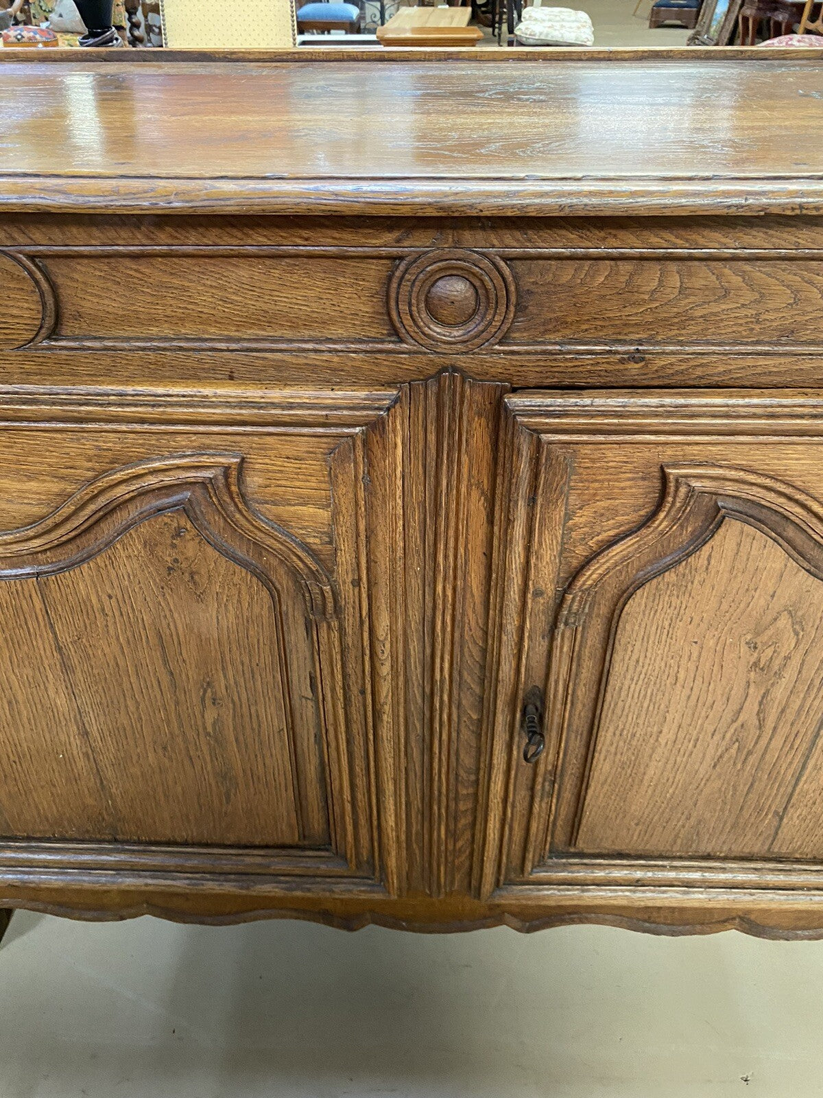 Antique French Oak Provincial Louis XV Carved Commode Chest Sideboard