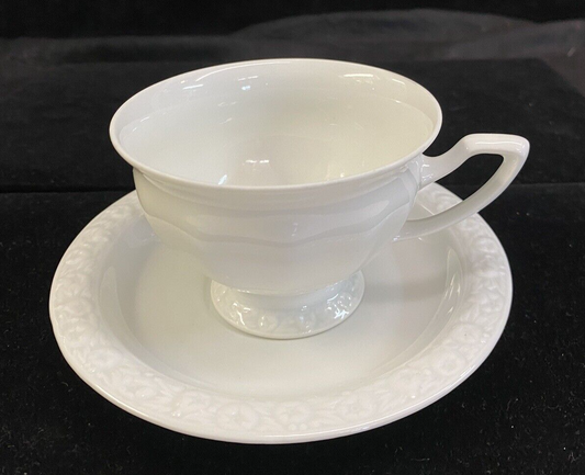 Rosenthal Maria White Classic Rose Footed Cup & Saucer Set 12 available