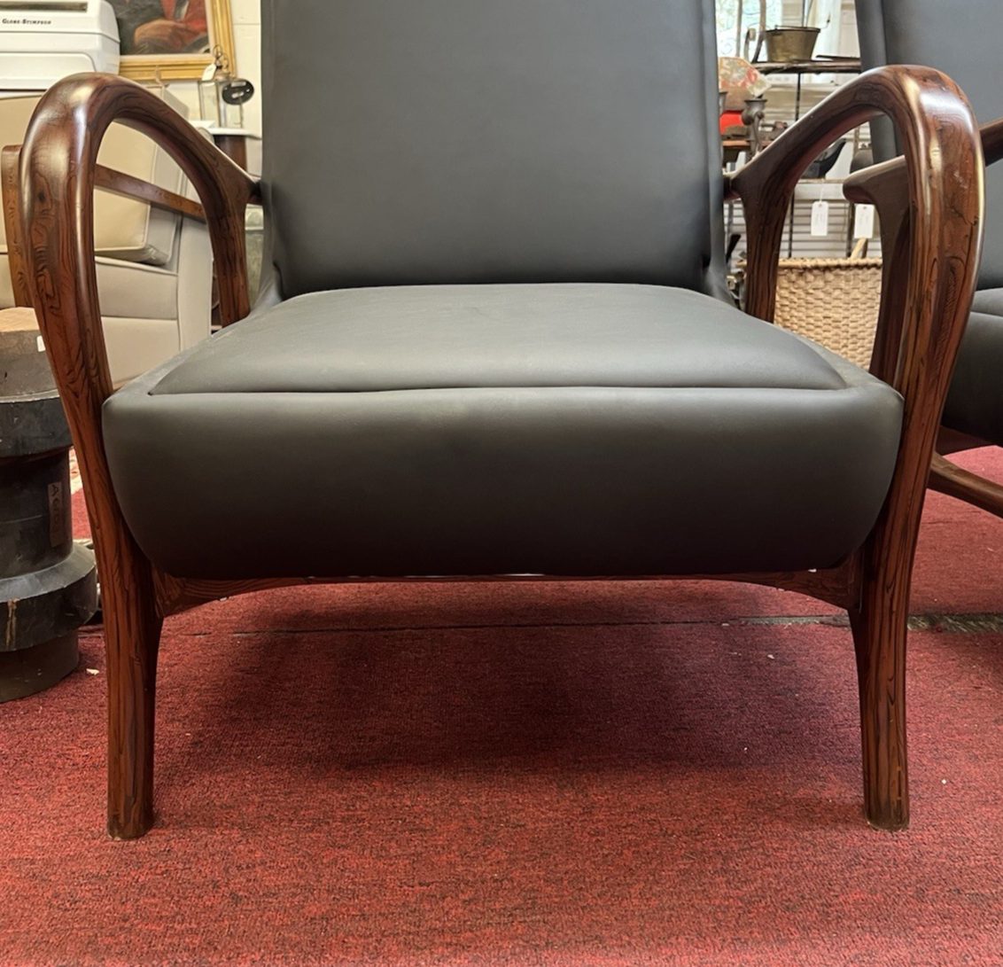 (2) MID-CENTURY MODERN STYLE UPHOLSTERED ROSEWOOD ARMCHAIRS
