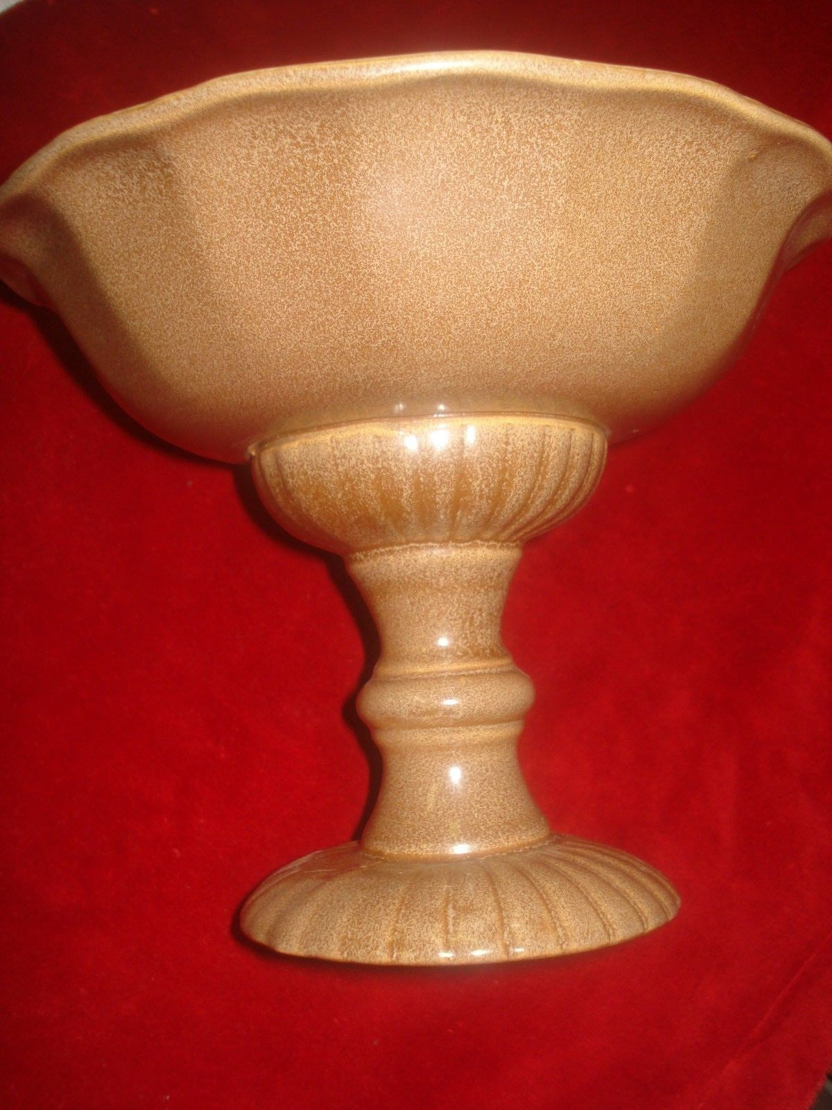 Red Wing Pottery Footed Compote 6.5 inches M5008 Yellow Bowl Brown Pedestal