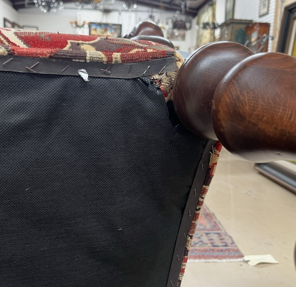 Pair French style  Armchairs  wood carved new upholstery w 2 pillows CL7