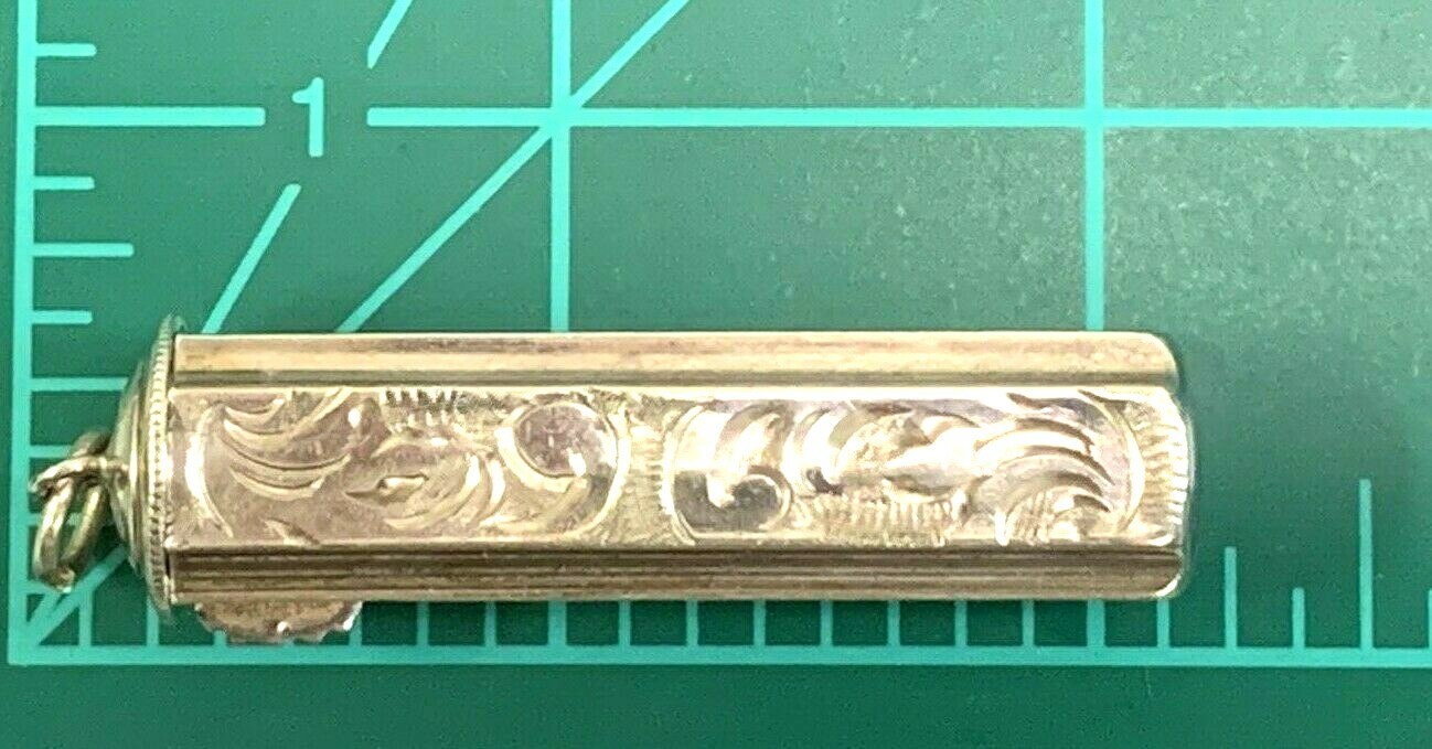 Antique Sterling Silver Lipstick Holder Pendant Chatelaine Edwardian English