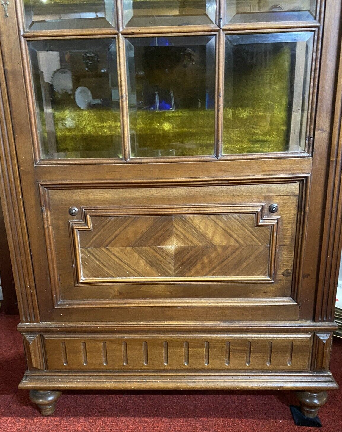Antique French Napoleon III Walnut Vitrine Display Cabinet