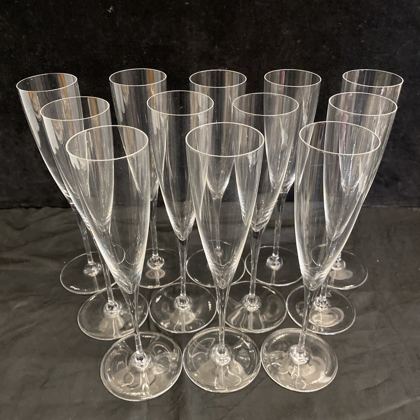 Pair of 2 Baccarat 9 1/2” Champagne Glasses France Signed Excellent