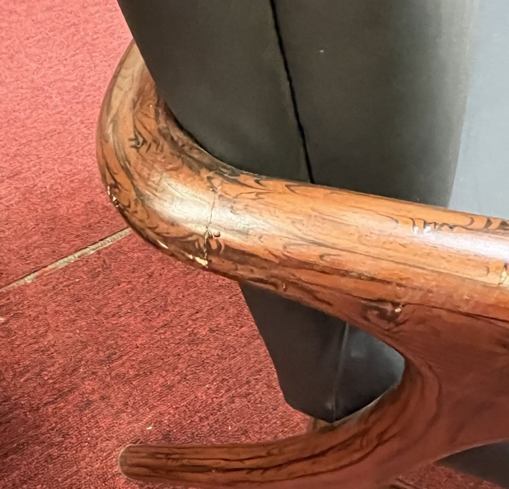 (2) MID-CENTURY MODERN STYLE UPHOLSTERED ROSEWOOD ARMCHAIRS