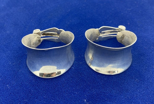 Vintage Sterling Silver Wide Half Hoop Clip On Earrings Marked 925