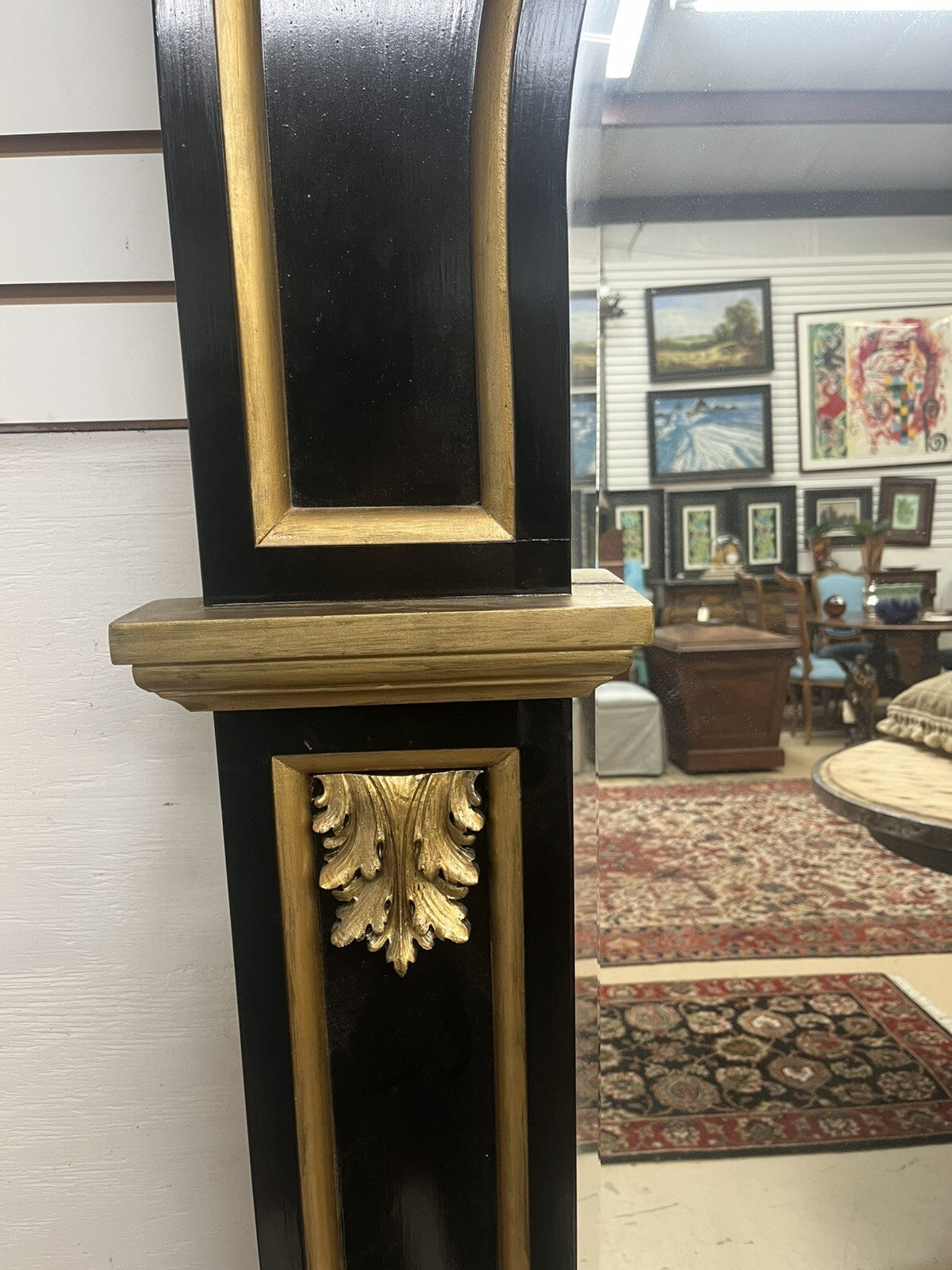 Tall Black & Gold Napoleon III Style Pier Mirror 79.5” Tall FS9