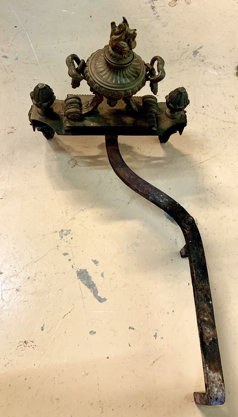 Pair Antique French Bronze Louis XVI Style Chenets Andirons Fireplace Fire Dogs