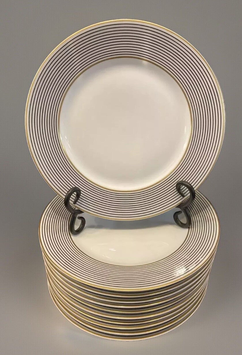 Raynaud Ceralene Crinoline Black 8 3/4" Luncheon Sized Plate Limoges France 1990