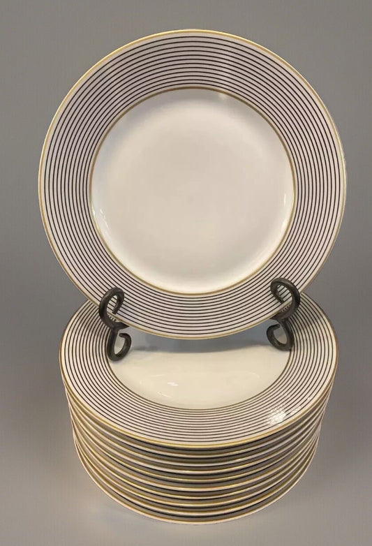 Raynaud Ceralene Crinoline Black 8 3/4" Luncheon Sized Plate Limoges France 1990