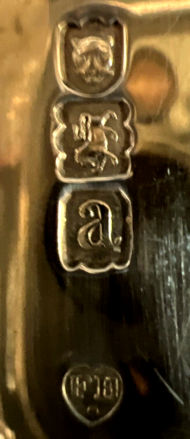 Ornate Gilt 3 Piece Dessert Set F Higgins Sterling Silver London 1896