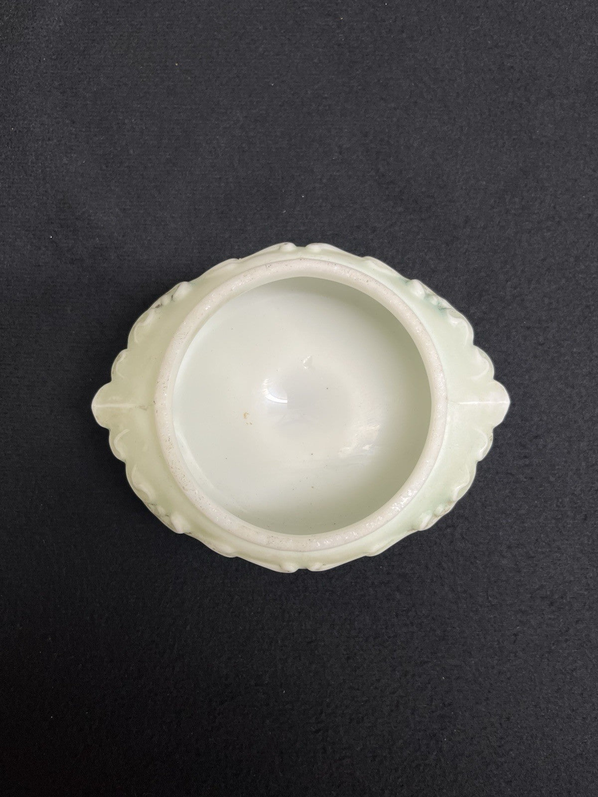 C.F. Monroe Co. Wave Crest Hand Painted Opal Glass Dresser Dish with Lid 4"