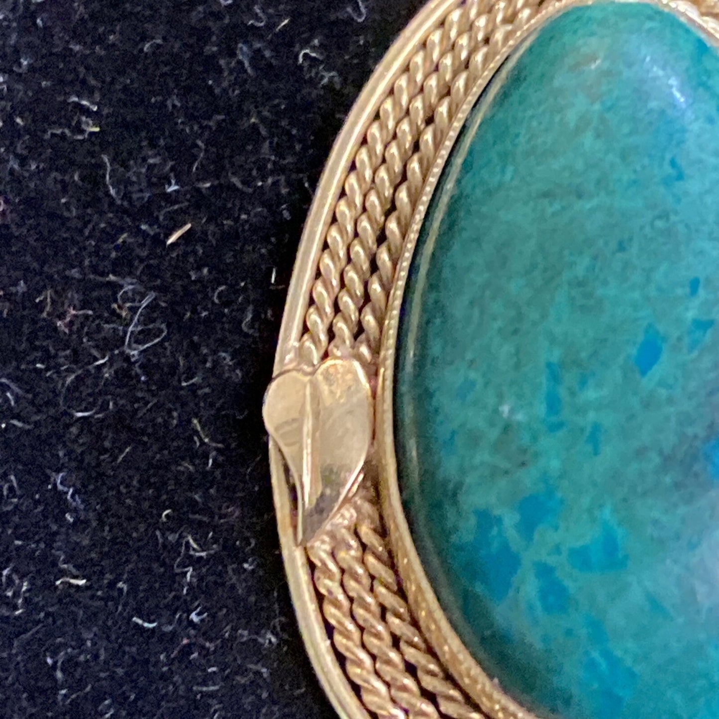 14k Gold VTG Israel Eilat Stone Cabochon Pendant Fine Jewelry 7.5g total