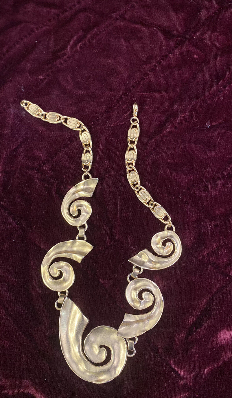 Retro Gold Plated 17" Necklace and Matching  Clip-on Earrings MCM