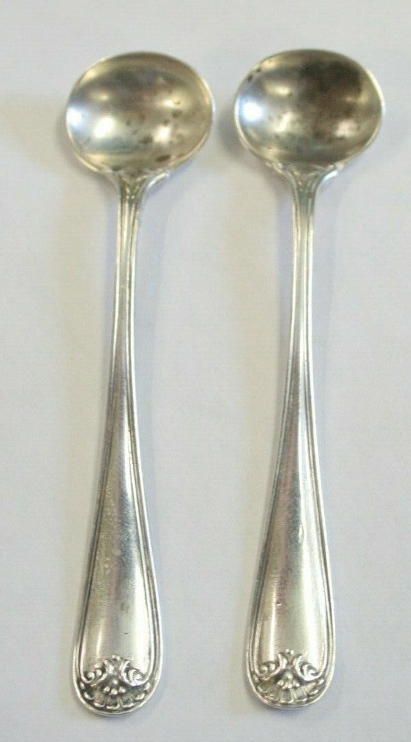 Pair Watson Sterling Silver Salt Spoons 3" Bunker Hill pattern NM Master Salt
