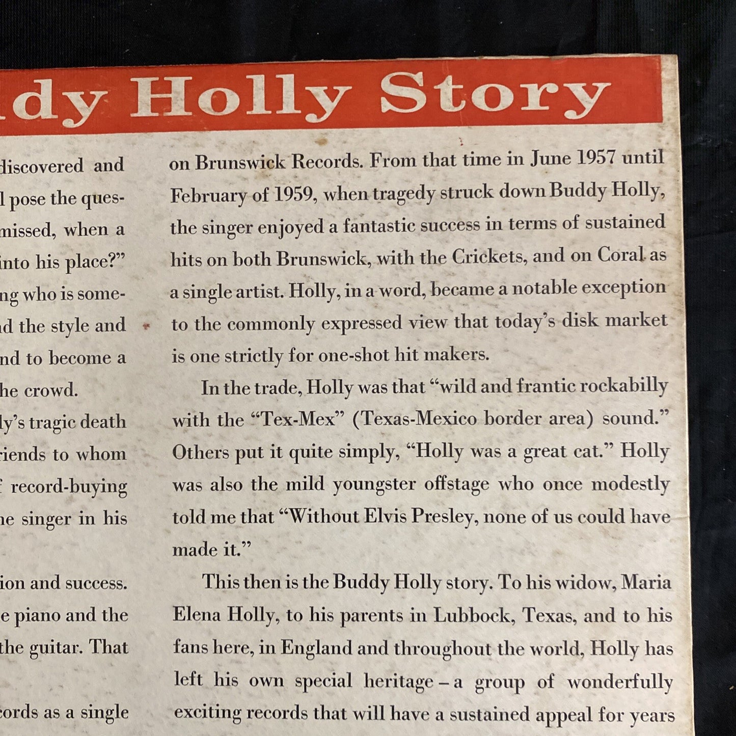 Buddy Holly – The Buddy Holly Story 1st ISSUE 1st PRESS CORAL CRL57279