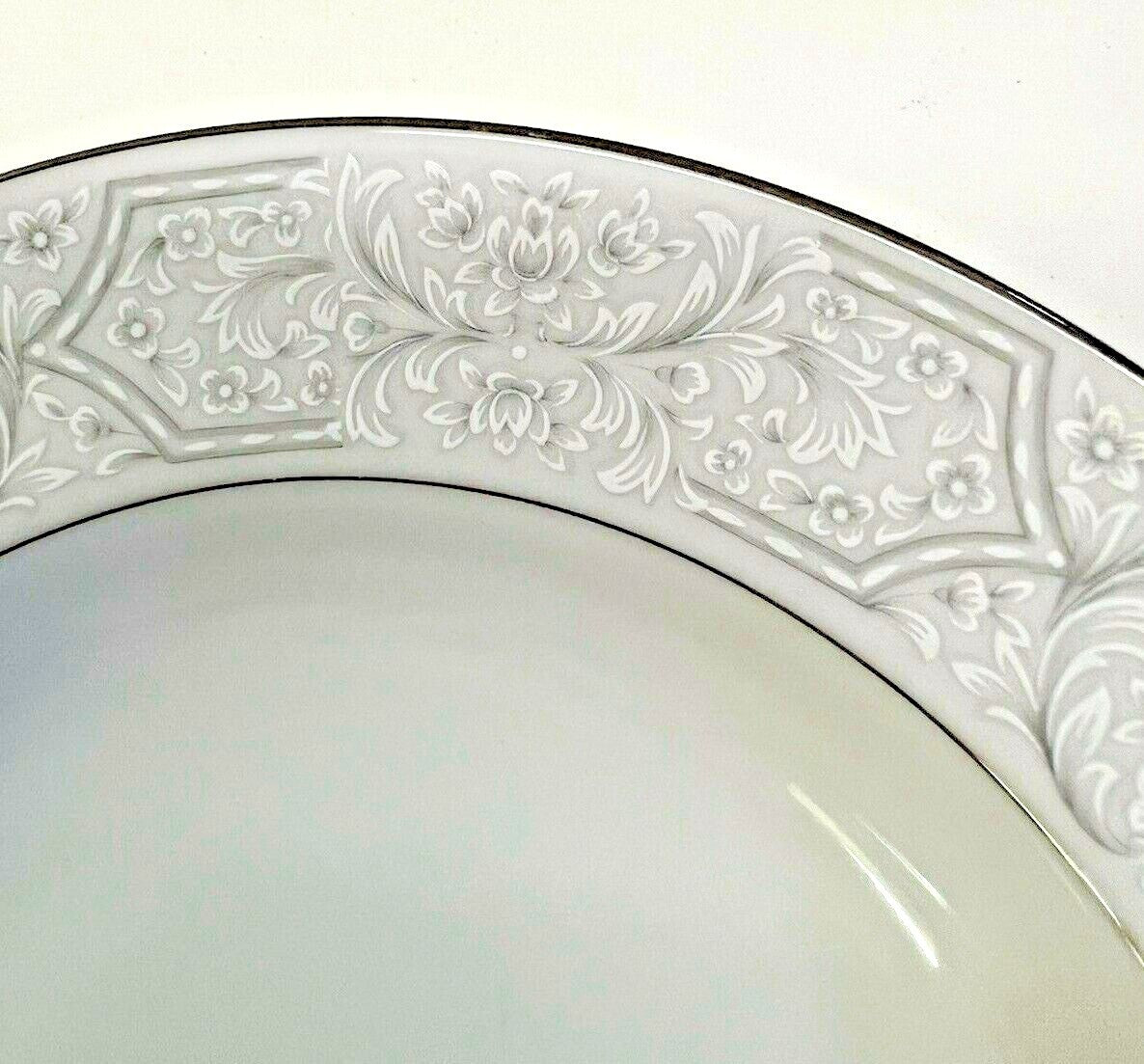 12 Sango Lisbon 3790 Rim Soup Bowls 8 1/2" Made in Japan white & gray floral