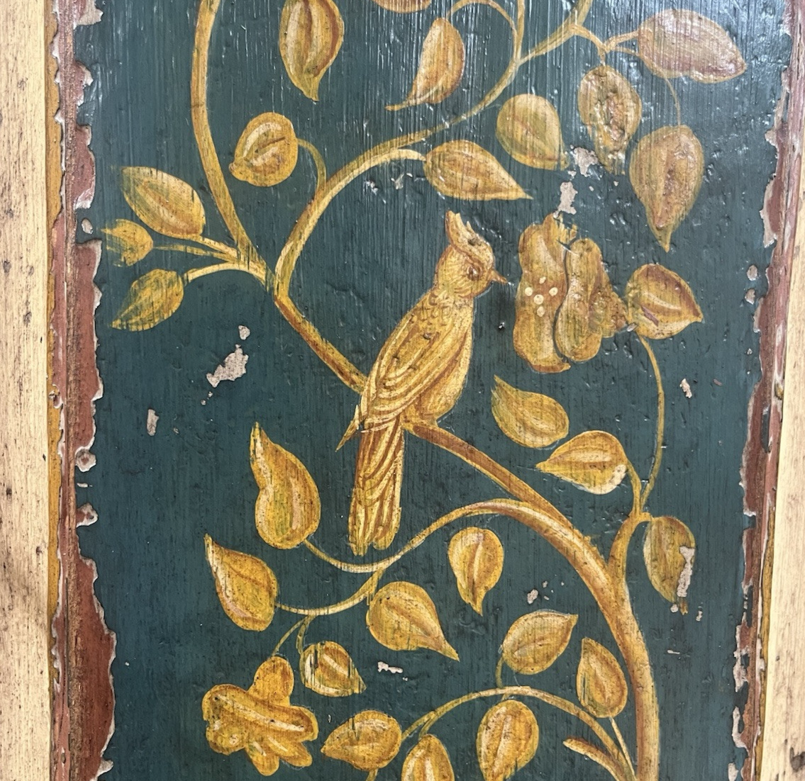 Antique Large Floral and Bird Painted Swedish Armoire Cabinet 94.5" x 51"  CL5