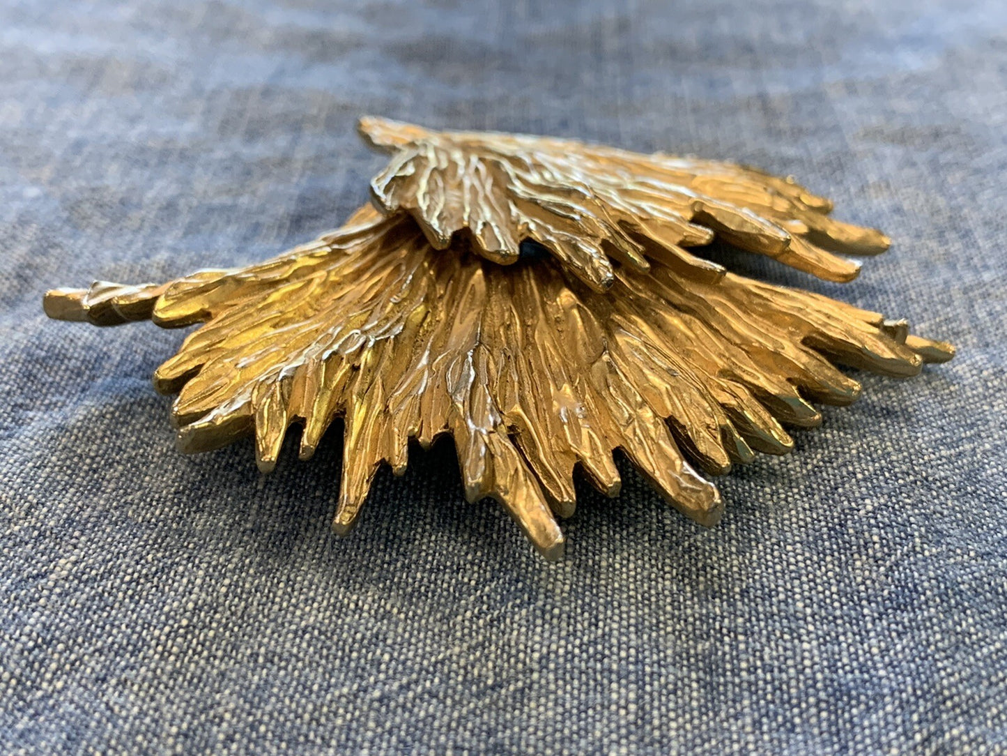 Signed Ledo Gold Large Abstract Avant Garde MCM 1950's Vintage Brooch  Pin