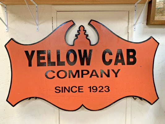 YELLOW CAB Company Since 1923  Antique Ad Sign 6 x 4 ft Wood Double Sided 133 lb