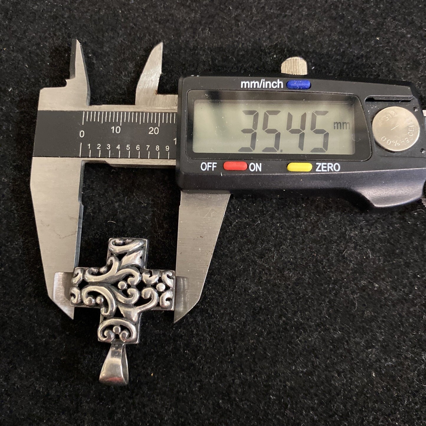 925 Sterling Silver Vintage Bead & Swirl Cross Pendant