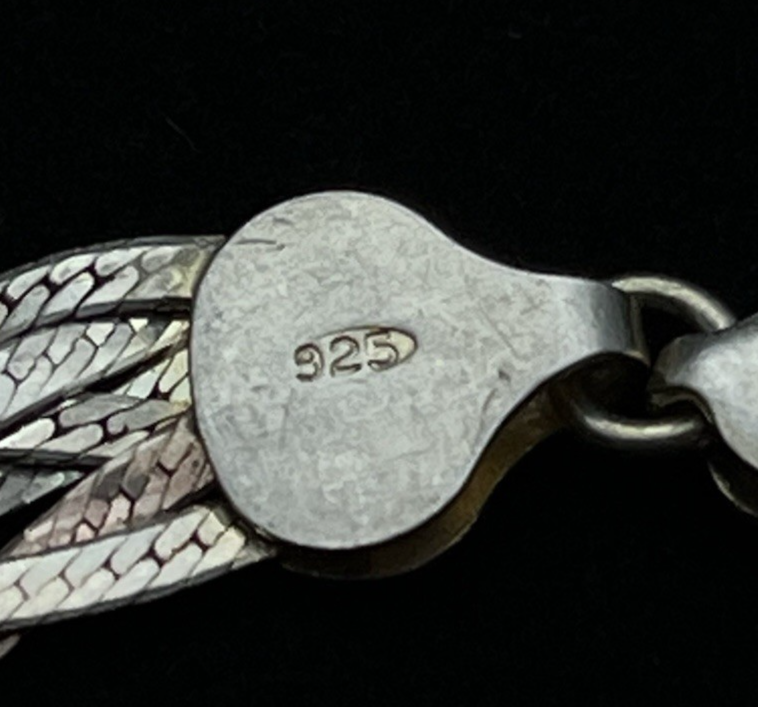 Italian FAS Sterling Silver 3-Tone Braided Herringbone Necklace & Bracelet 20 g