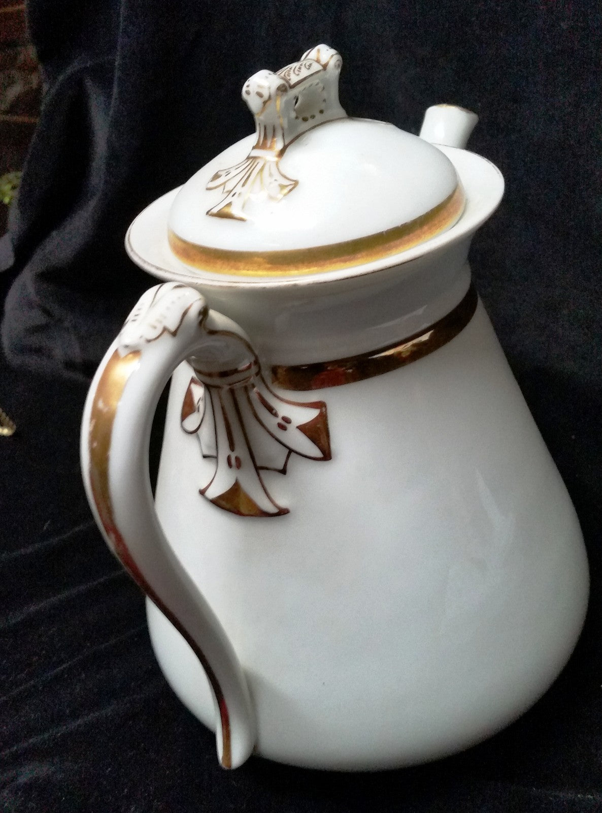 Early Charles Field  Haviland Coffee Pot-White/Gold Shape-1880's CFH/GDM