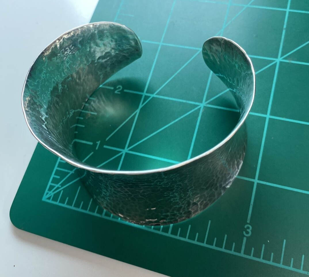 Vintage Sterling Silver Hammered Cuff Bracelet Marked 925
